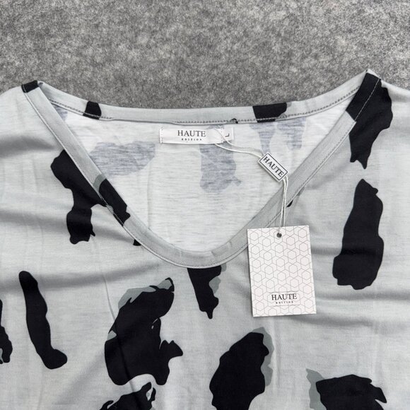 Haute Edition Women's Pullover T-Shirt, V Neck, Black Gray, Size L, NEW - Picture 5 of 11